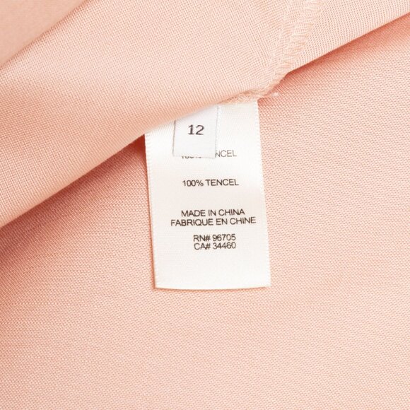 Rebecca Taylor Blush Pink Tencel Drawstring Long Sleeve Blouse - Sz 12 - Picture 9 of 10